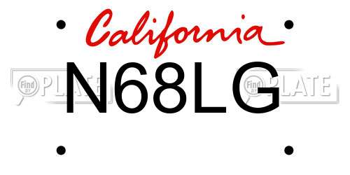 N68LG California License Plate
