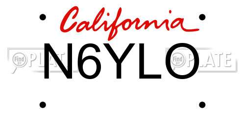 N6YLO California License Plate