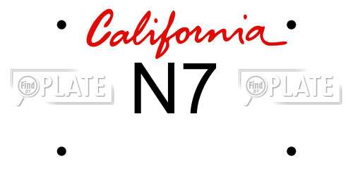 N7 California License Plate