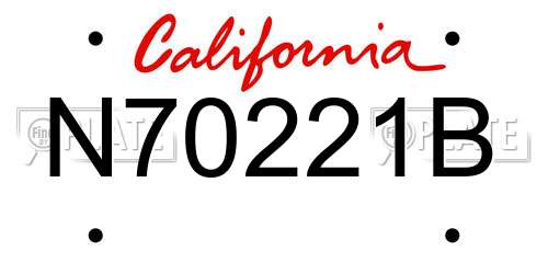 N70221B California License Plate