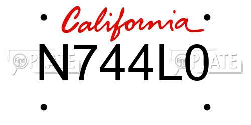 N744L0 California License Plate