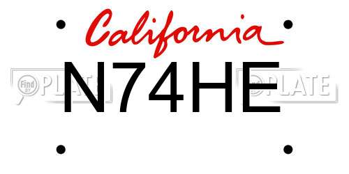 N74HE California License Plate