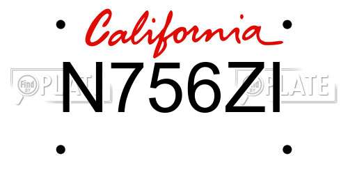 N756ZI California License Plate