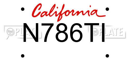 N786TI California License Plate