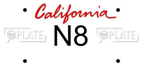 N8 California License Plate