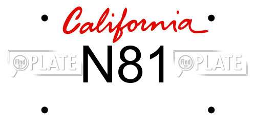 N81 California License Plate