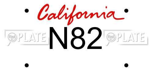N82 California License Plate