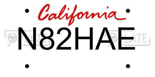 N82HAE California License Plate