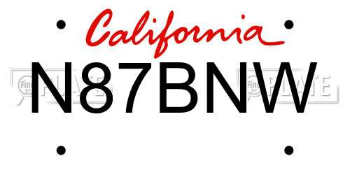 N87BNW California License Plate