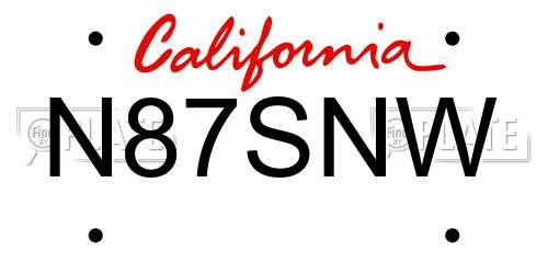 N87SNW California License Plate