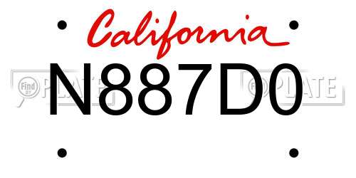N887D0 California License Plate