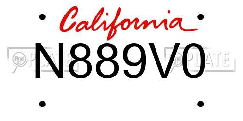 N889V0 California License Plate