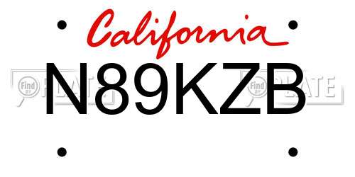 N89KZB California License Plate