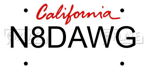 N8DAWG California License Plate