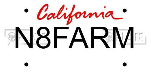 N8FARM California License Plate