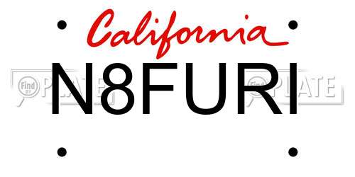 N8FURI California License Plate