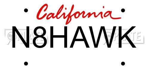 N8HAWK California License Plate