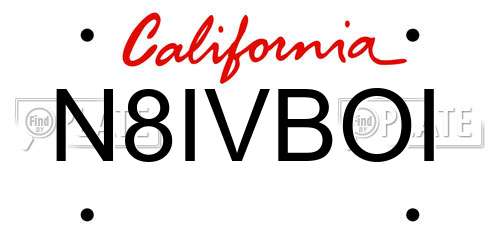 N8IVBOI California License Plate