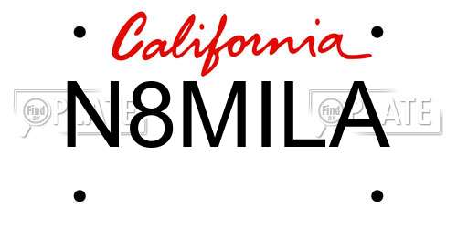 N8MILA California License Plate