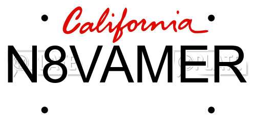 N8VAMER California License Plate
