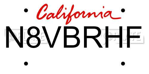 N8VBRHF California License Plate