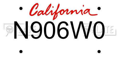 N906W0 California License Plate