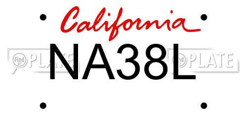 NA38L California License Plate