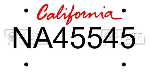 NA45545 California License Plate