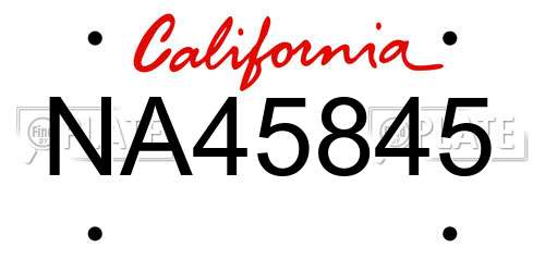 NA45845 California License Plate
