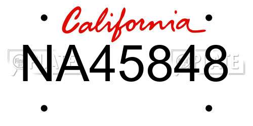 NA45848 California License Plate