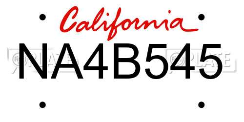 NA4B545 California License Plate