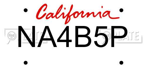 NA4B5P California License Plate