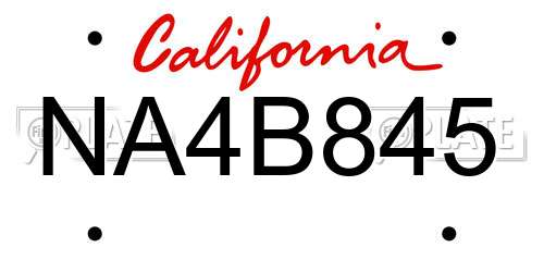 NA4B845 California License Plate