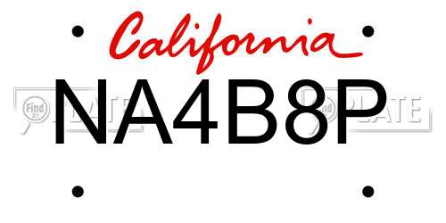 NA4B8P California License Plate