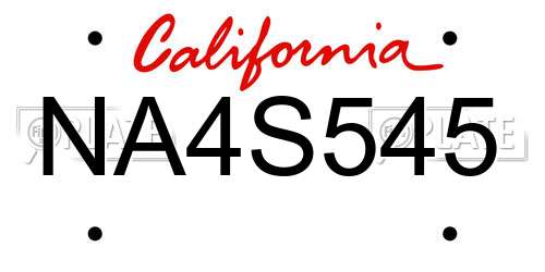 NA4S545 California License Plate