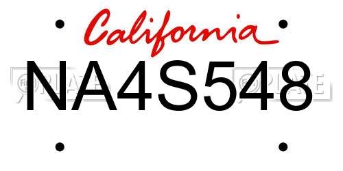 NA4S548 California License Plate