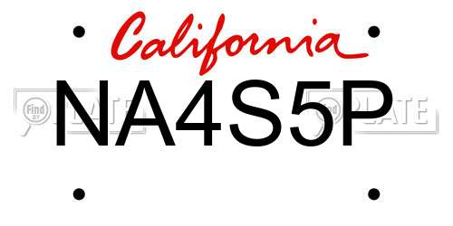 NA4S5P California License Plate