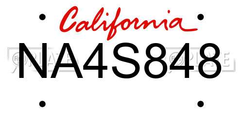 NA4S848 California License Plate