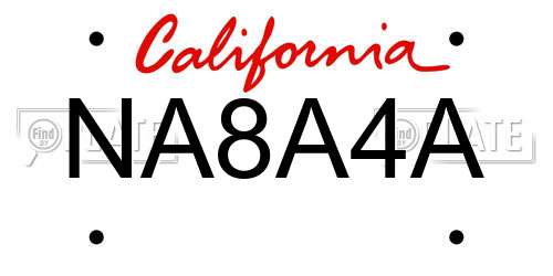 NA8A4A California License Plate