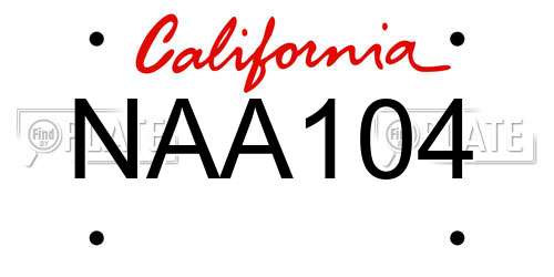 NAA104 California License Plate