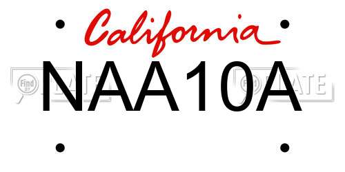 NAA10A California License Plate