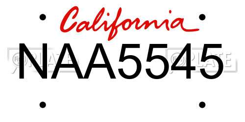 NAA5545 California License Plate