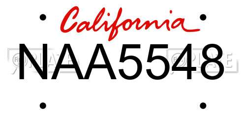 NAA5548 California License Plate