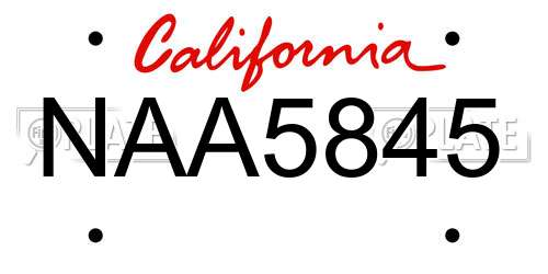 NAA5845 California License Plate