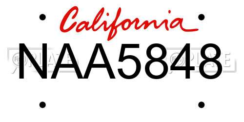 NAA5848 California License Plate