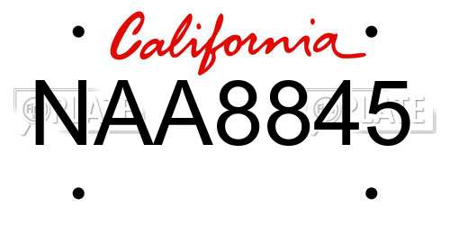 NAA8845 California License Plate
