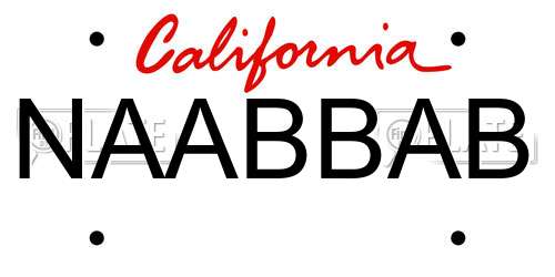 NAABBAB California License Plate