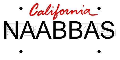 NAABBAS California License Plate