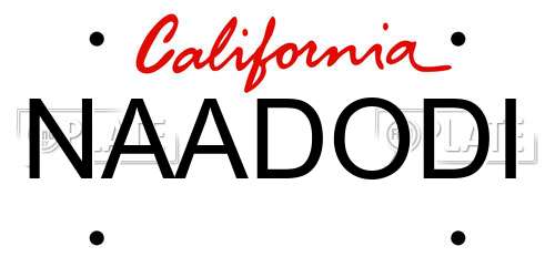 NAADODI California License Plate