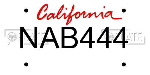 NAB444 California License Plate